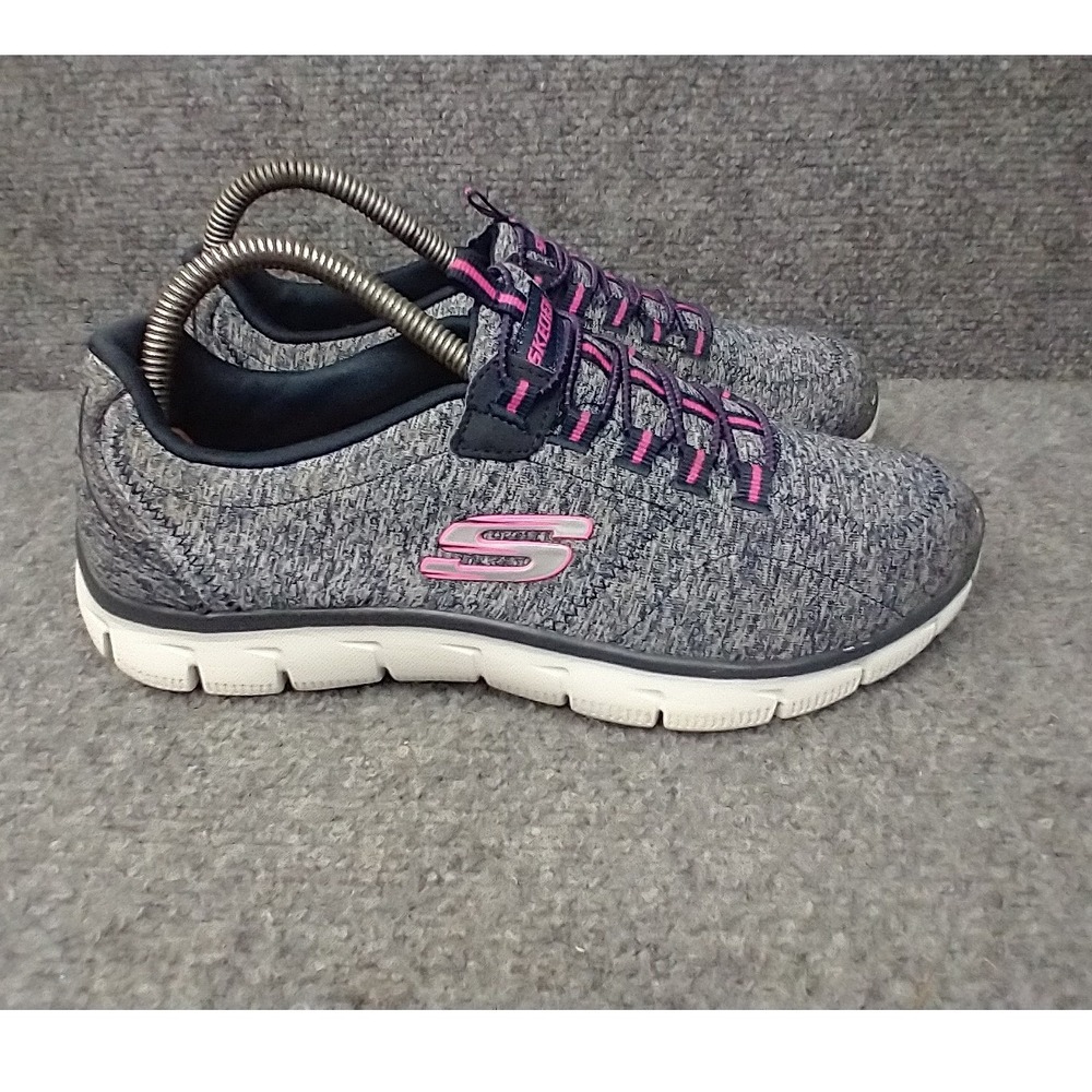 Skechers Relaxed Fit Sneakers Women Size 8 Grey Navy Pink Memory Foam 12404